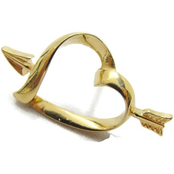 Avon Jewelry - Avon Heart Arrow Vintage Hat Lapel Pin Gold Tone